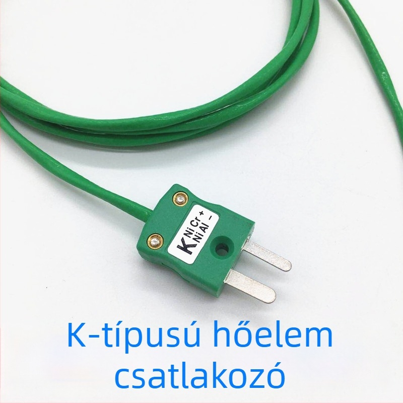 K-típusú termopár-kompenzációs vezeték, zöld árnyékolt többszálú sodrott pár, hőmérsékletmérő kábel dugóval és aljzattal