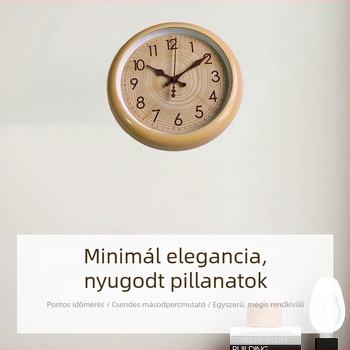 Minimalista falióra fa textúrájú felülettel, nappaliba és irodába, csendes működés, fúrás nélküli szerelés
