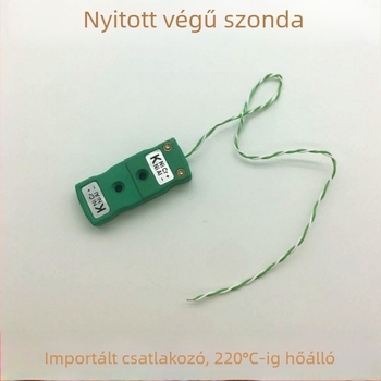 K-típusú termopár, csavart vezetékpár hőmérséklet-érzékelő vezeték, zöld-fehér kábel, kazánhőmérséklet-tesztelő vezeték, zöld dugó és forrasztó fej