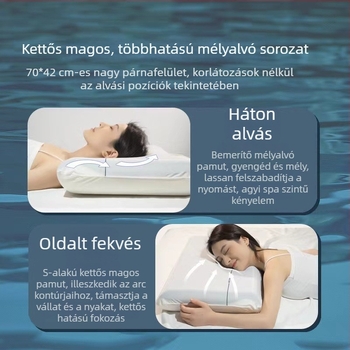 Másodgenerációs mélyalvás párna Pro kettős maggal, nyomásmentes, lassú visszaalakuló memóriahab, szállodai és otthoni használatra, nyaki támaszték