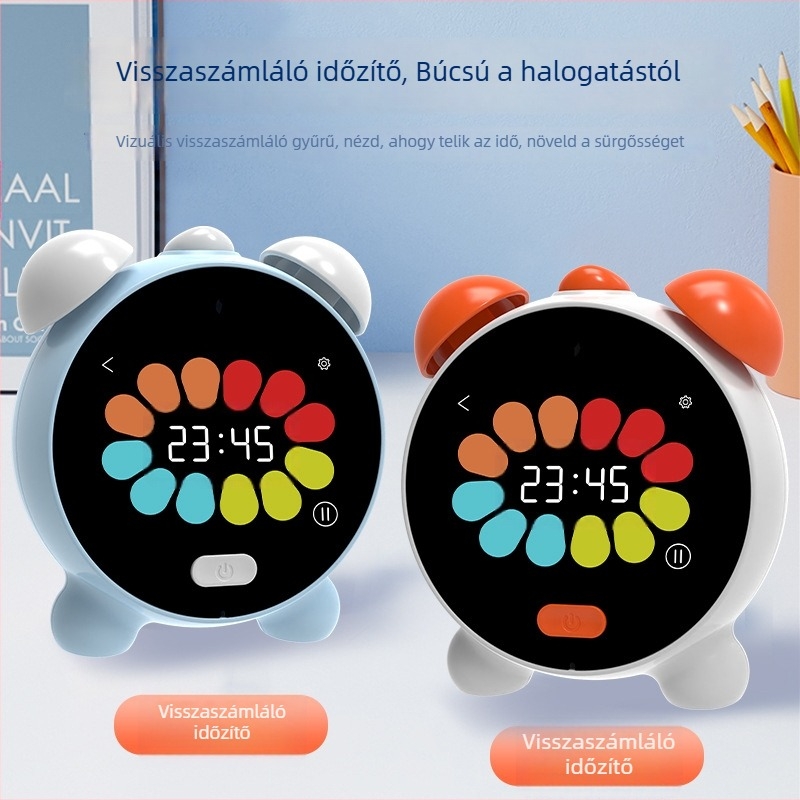 Okos ébresztőóra diákoknak, a tanulás és az önfegyelem támogatására, többfunkciós hangvezérléssel, AI időmenedzser