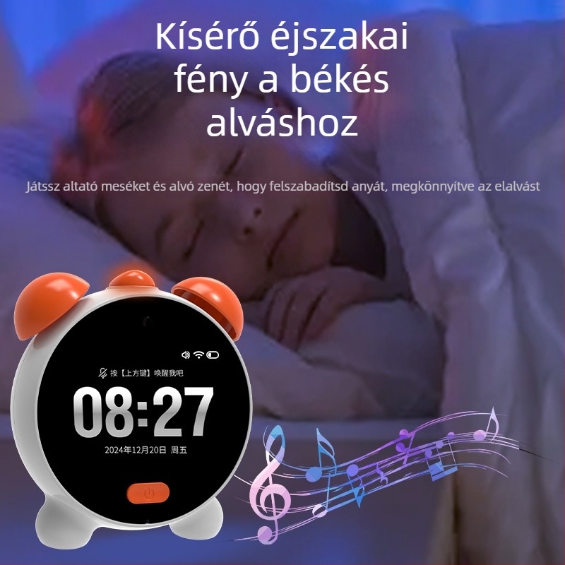 Okos ébresztőóra diákoknak, a tanulás és az önfegyelem támogatására, többfunkciós hangvezérléssel, AI időmenedzser