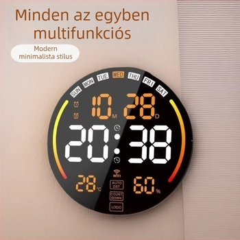Nothing 8802 LED falióra nagy képernyővel – kör alakú nappali óra, hőmérő, naptár, ébresztő és környezeti fény