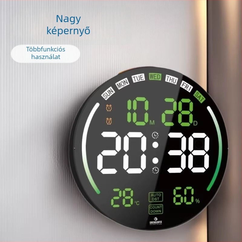 Nothing 8802 LED falióra nagy képernyővel – kör alakú nappali óra, hőmérő, naptár, ébresztő és környezeti fény