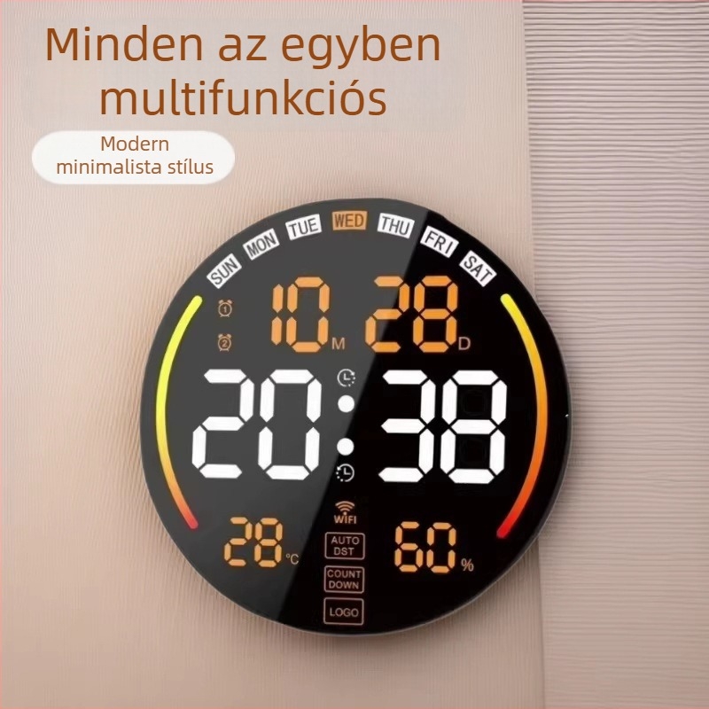 Nothing 8802 LED falióra nagy képernyővel – kör alakú nappali óra, hőmérő, naptár, ébresztő és környezeti fény
