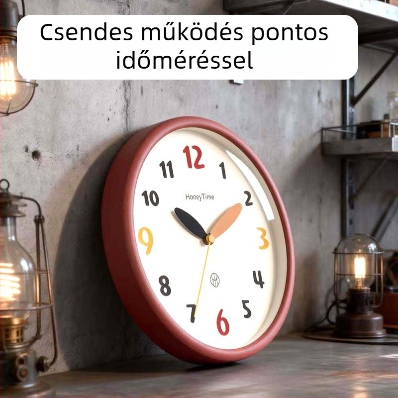 Modern minimalista falióra otthoni használatra, csendes működés, kerek forma, fúrás nélkül a falra szerelhető, nappali és hálószobahoz