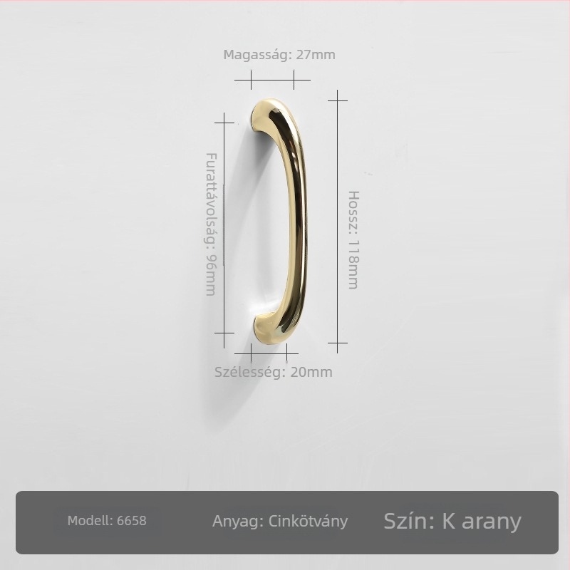 Arany színű szekrényajtó fogantyú, modern minimalista kialakítás, magas minőségű európai stílusú gardrób és fiókos szekrény