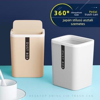 Négyzet alakú műanyag asztali szemetes, kompakt, fedél nélküli, 4 L, otthoni és irodai használatra