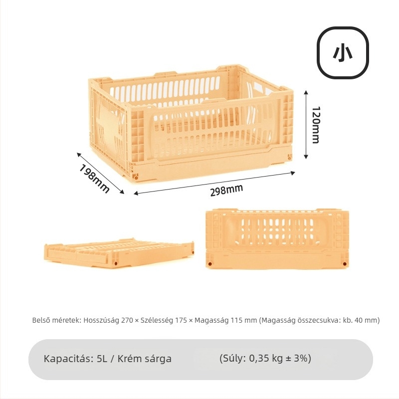 Összecsukható tárolókosár és asztali rendező, kompakt mini kosár otthonra és kempingezéshez