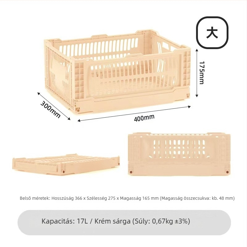 Összecsukható tárolókosár és asztali rendező, kompakt mini kosár otthonra és kempingezéshez