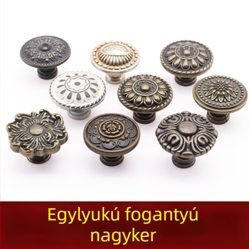 Antik stílusú, kör alakú egylyukú fogantyú, cinkötvözetből