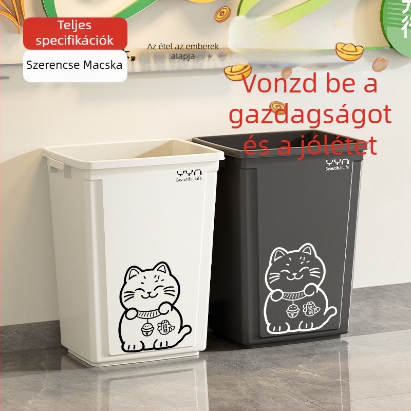 Háztartási szemetes, négyszögletes, fedél nélküli, prémium műanyag, nagy kapacitású, 12 L vagy több, ergonómikus kialakítás, hajlás nélkül