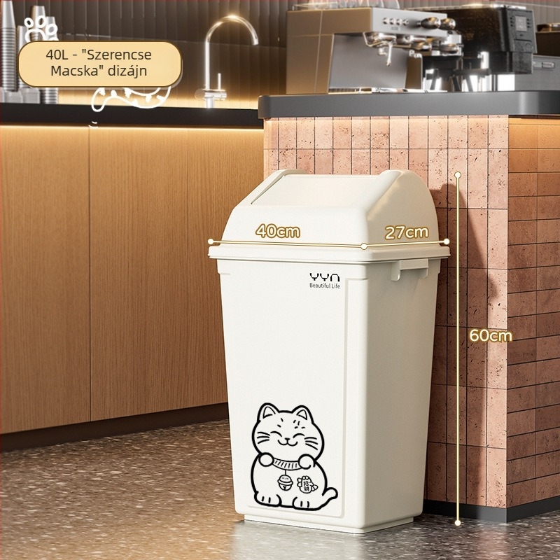 Háztartási szemetes, négyszögletes, fedél nélküli, prémium műanyag, nagy kapacitású, 12 L vagy több, ergonómikus kialakítás, hajlás nélkül