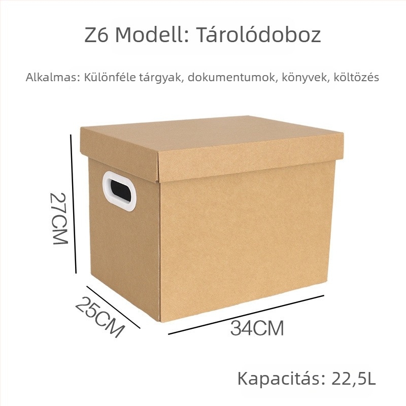 Kraft papír költöztető doboz fedéllel ruháknak, könyveknek és fájloknak