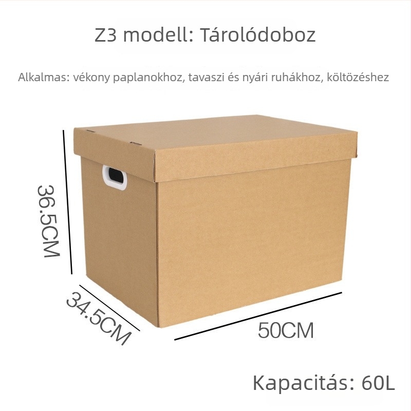 Kraft papír költöztető doboz fedéllel ruháknak, könyveknek és fájloknak