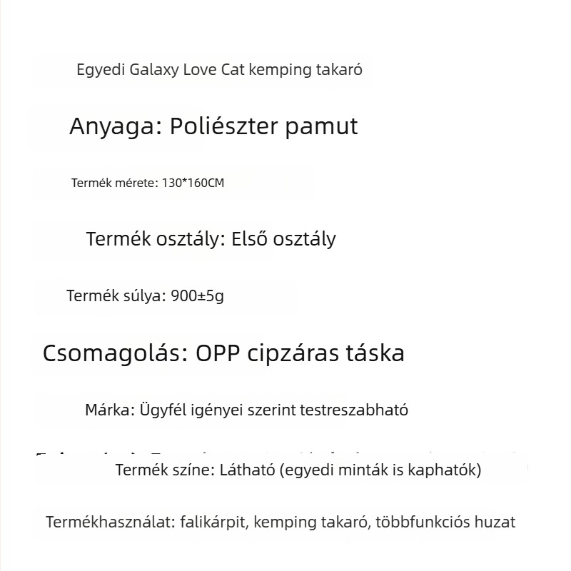 Galaxis szerelmes macska kemping takaró – multifunkcionális piknik pléd, gobelin-szerű falikárpit és kanapévédő