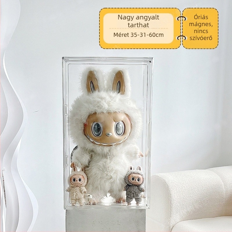 Labubu Zimomo átlátszó porálló akril kijelző doboz Archangel Pop Mart