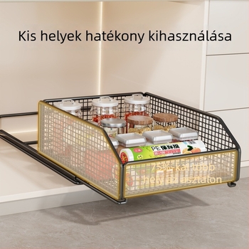 Konyhai kihúzható szekrény- organizer, többfunkciós fiókos tárolópolc nassolnivalók számára, keskeny részek alatt a mosogatónál