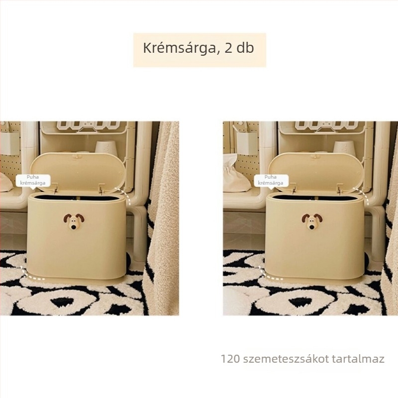 Műanyag szemetes nyomófedéllel, ovális alak, minimalist dizájn, háztartási használatra – nappali, fürdőszoba és hálószoba