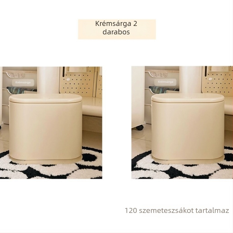 Műanyag szemetes nyomófedéllel, ovális alak, minimalist dizájn, háztartási használatra – nappali, fürdőszoba és hálószoba
