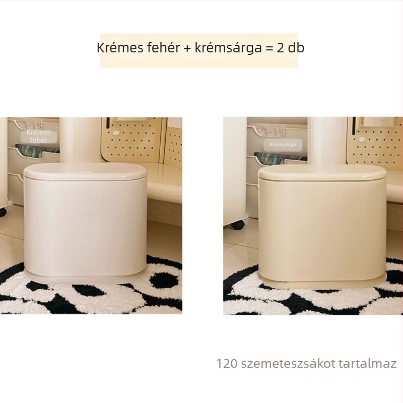 Műanyag szemetes nyomófedéllel, ovális alak, minimalist dizájn, háztartási használatra – nappali, fürdőszoba és hálószoba