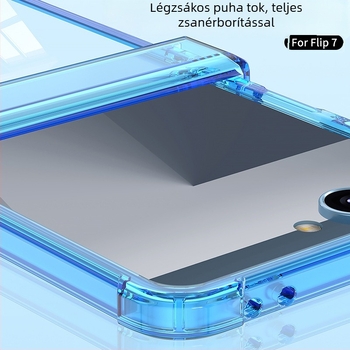 Samsung Z Flip7 tok teljes védelemmel, átlátszó puha ház, összecsukható, ütésálló, könnyű