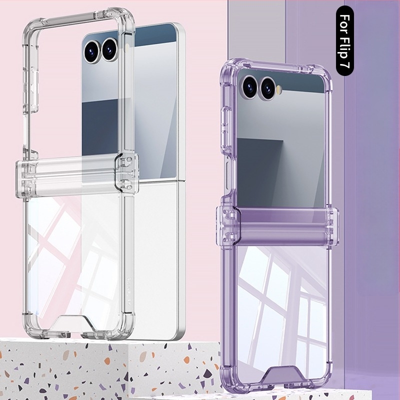 Samsung Z Flip7 tok teljes védelemmel, átlátszó puha ház, összecsukható, ütésálló, könnyű