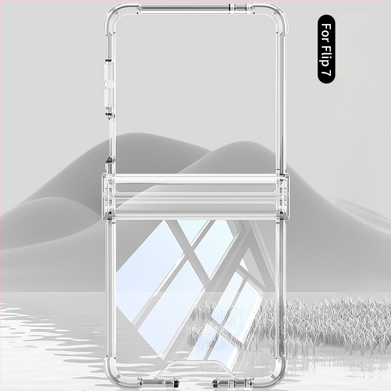 Samsung Z Flip7 tok teljes védelemmel, átlátszó puha ház, összecsukható, ütésálló, könnyű