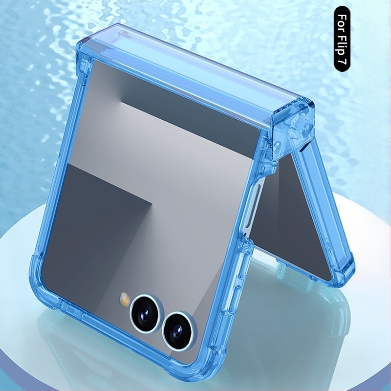Samsung Z Flip7 tok teljes védelemmel, átlátszó puha ház, összecsukható, ütésálló, könnyű