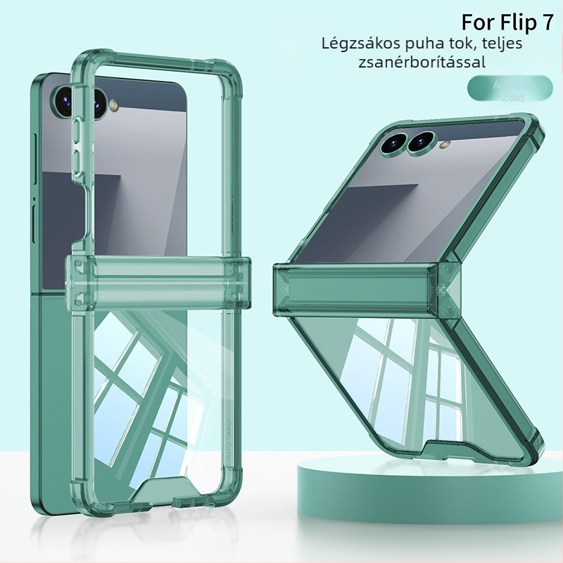 Samsung Z Flip7 tok teljes védelemmel, átlátszó puha ház, összecsukható, ütésálló, könnyű