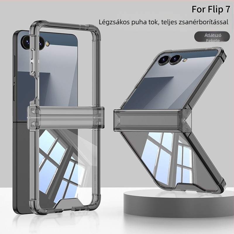 Samsung Z Flip7 tok teljes védelemmel, átlátszó puha ház, összecsukható, ütésálló, könnyű