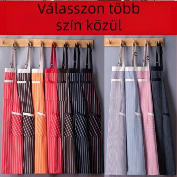 Logóval nyomtatott foltálló kötény konyhához, ujjatlan, egy méret, csíkos, modern egyszerű stílus, poliészter-pamut anyag