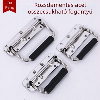 Krómozott felületű összecsukható rugós fogantyú rozsdamentes acélból berendezés-dobozokhoz, szerszámtartókhoz, szigetelődobozokhoz és poggyászokhoz