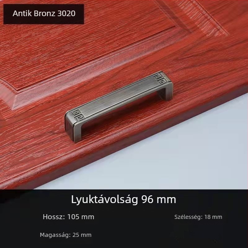 Fogantyú szekrényhez és fiókhoz, amerikai stílusú gardróbajtó fogantyú, modern minimál dizájn, új kínai stílusú szekrény, antik sárga-bronz felület