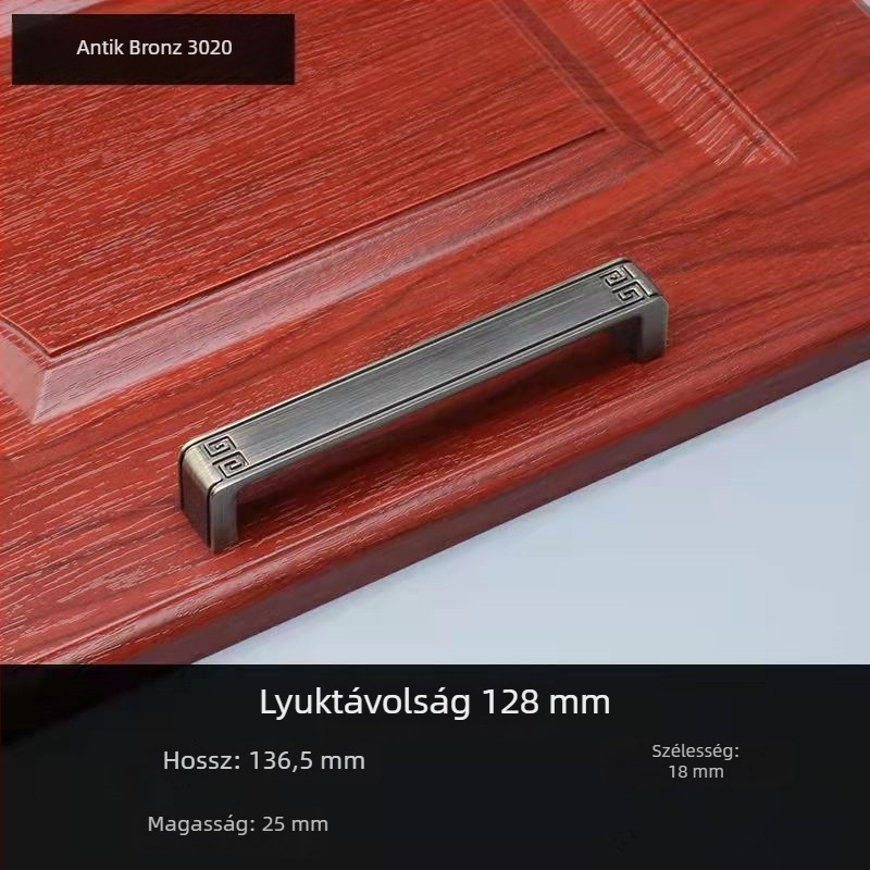 Fogantyú szekrényhez és fiókhoz, amerikai stílusú gardróbajtó fogantyú, modern minimál dizájn, új kínai stílusú szekrény, antik sárga-bronz felület