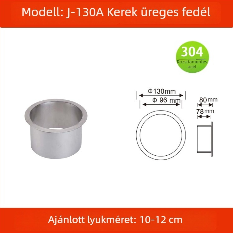 304 rozsdamentes acélból készült üreges díszítésű fedél beépített munkalaphoz, négyszögletes vagy kör alakú szemetesfedél, rejtett dizájn