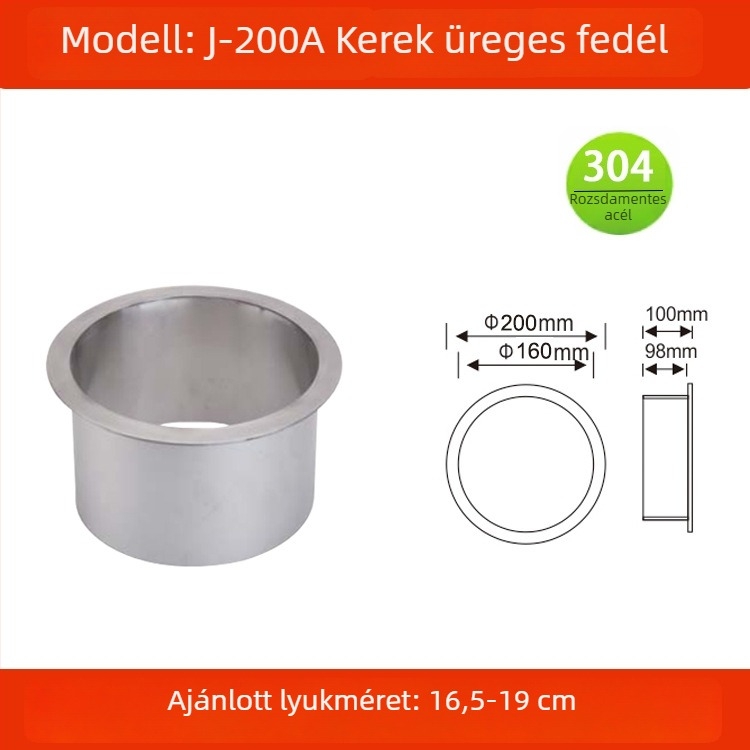 304 rozsdamentes acélból készült üreges díszítésű fedél beépített munkalaphoz, négyszögletes vagy kör alakú szemetesfedél, rejtett dizájn