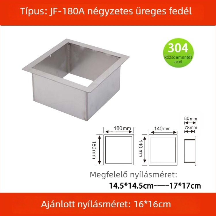 304 rozsdamentes acélból készült üreges díszítésű fedél beépített munkalaphoz, négyszögletes vagy kör alakú szemetesfedél, rejtett dizájn