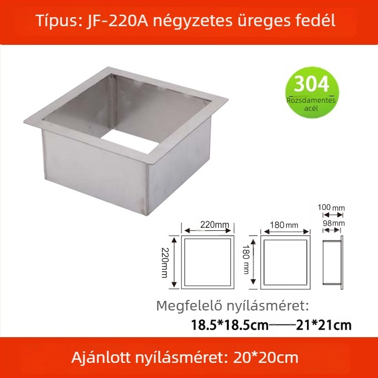 304 rozsdamentes acélból készült üreges díszítésű fedél beépített munkalaphoz, négyszögletes vagy kör alakú szemetesfedél, rejtett dizájn