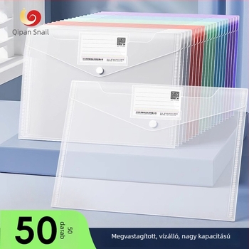Átlátszó műanyag A4-es méretű dosszié, nagy kapacitású, kapcsos zárás, vizsgalevelek és diák dokumentumok tárolására