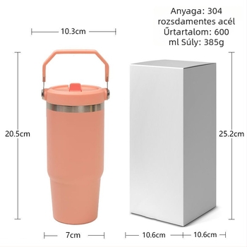 20oz rozsdamentes acél vákuum-szigetelt pohár fogantyúval, hordozható sportos bögre