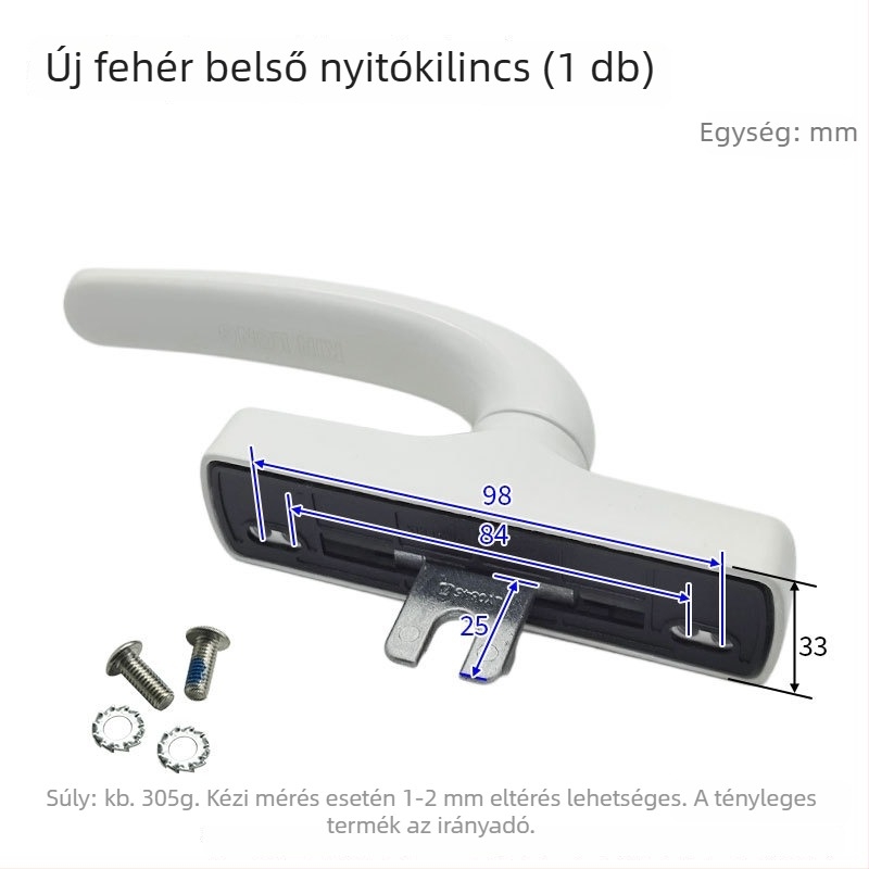Alumínium ablakhoz tervezett hőhíd-mentes kilincs, belső nyitófogantyúval és ablak–ajtó zárkészlet