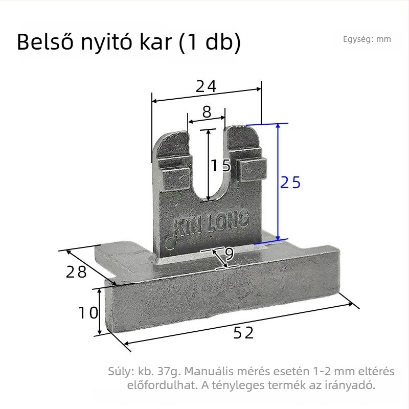 Alumínium ablakhoz tervezett hőhíd-mentes kilincs, belső nyitófogantyúval és ablak–ajtó zárkészlet