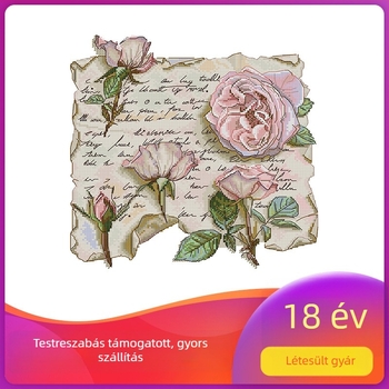 Keresztszemes készlet: Rózsa és szerelmes levél — virágos minta pamut vásznon, 11-count nappali dekorációhoz