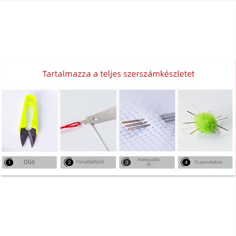 Keresztszemes eszközök: hímzőgyűrűk, kicsi/közepes/nagy dobozok, csipeszek, méhviasz