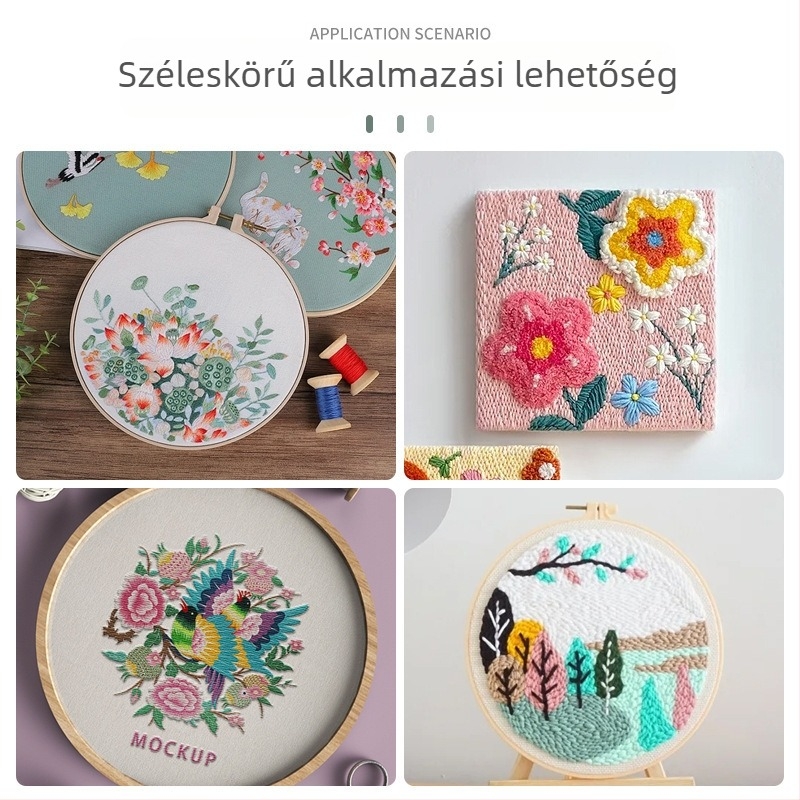 SKC műanyag hímző készlet leválasztható kerek kerettel, hímző gyűrűvel és lemezzel – keresztvarrás eszköz