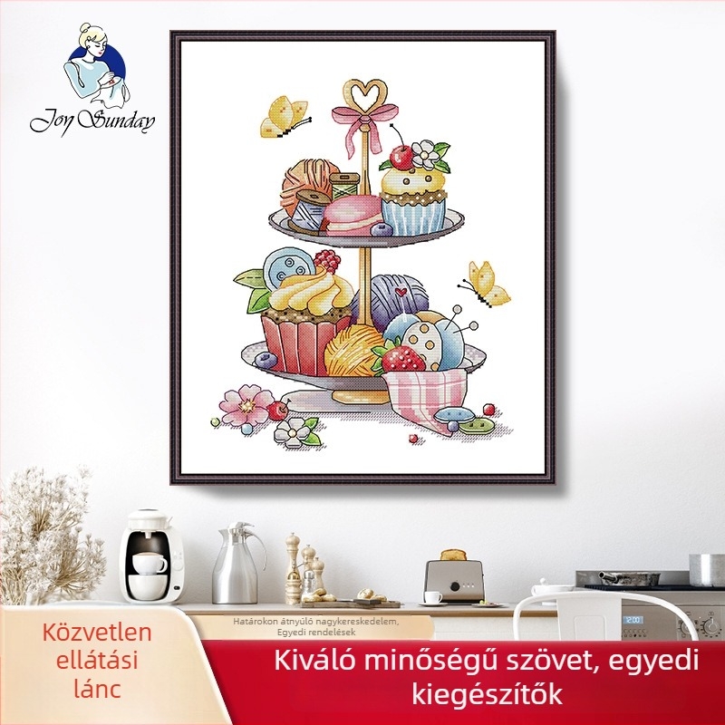 Keresztszemes készlet kézzel készített torta hímzéséhez, 14-count vászon, öko-pamutból, nappali dekoráció