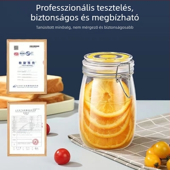 Élelmiszer-minőségű zárható üveg savanyúságok és befőttek számára, kerek tárolóedény