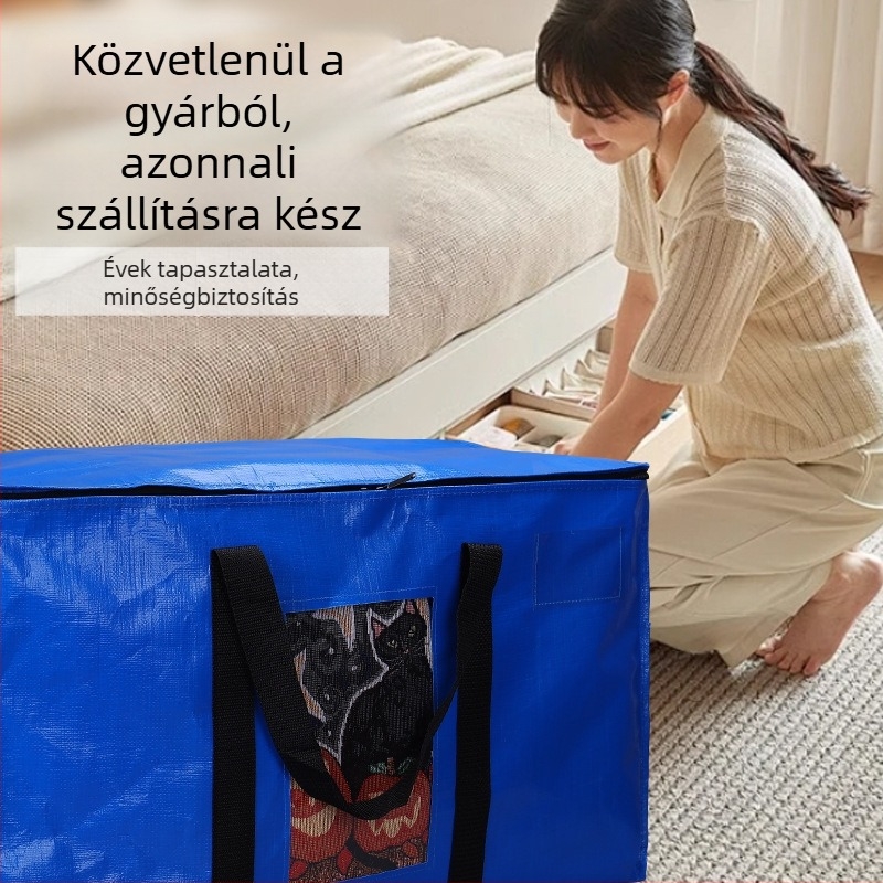 PE átlátszó szövött tote táska költöztetéshez és tároláshoz, nagy kapacitású paplanok és poggyász számára