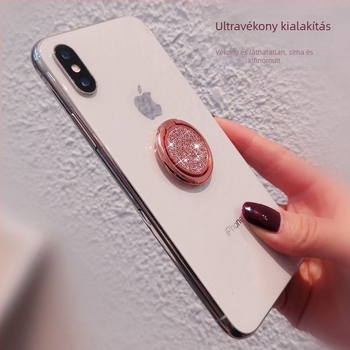 Női telefon körgyűrű tartó forgó állvánnyal, csillogó flitterekkel és ragasztóval rögzített alap